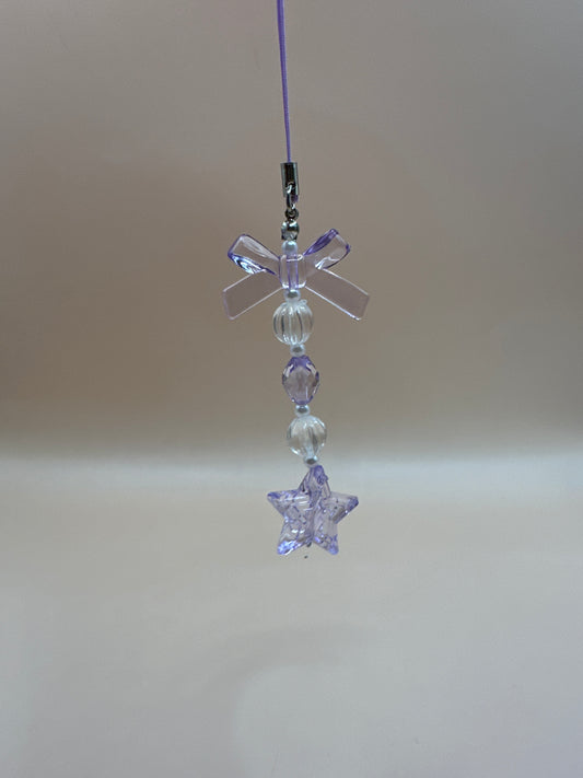 Purple bow and star phonecharm