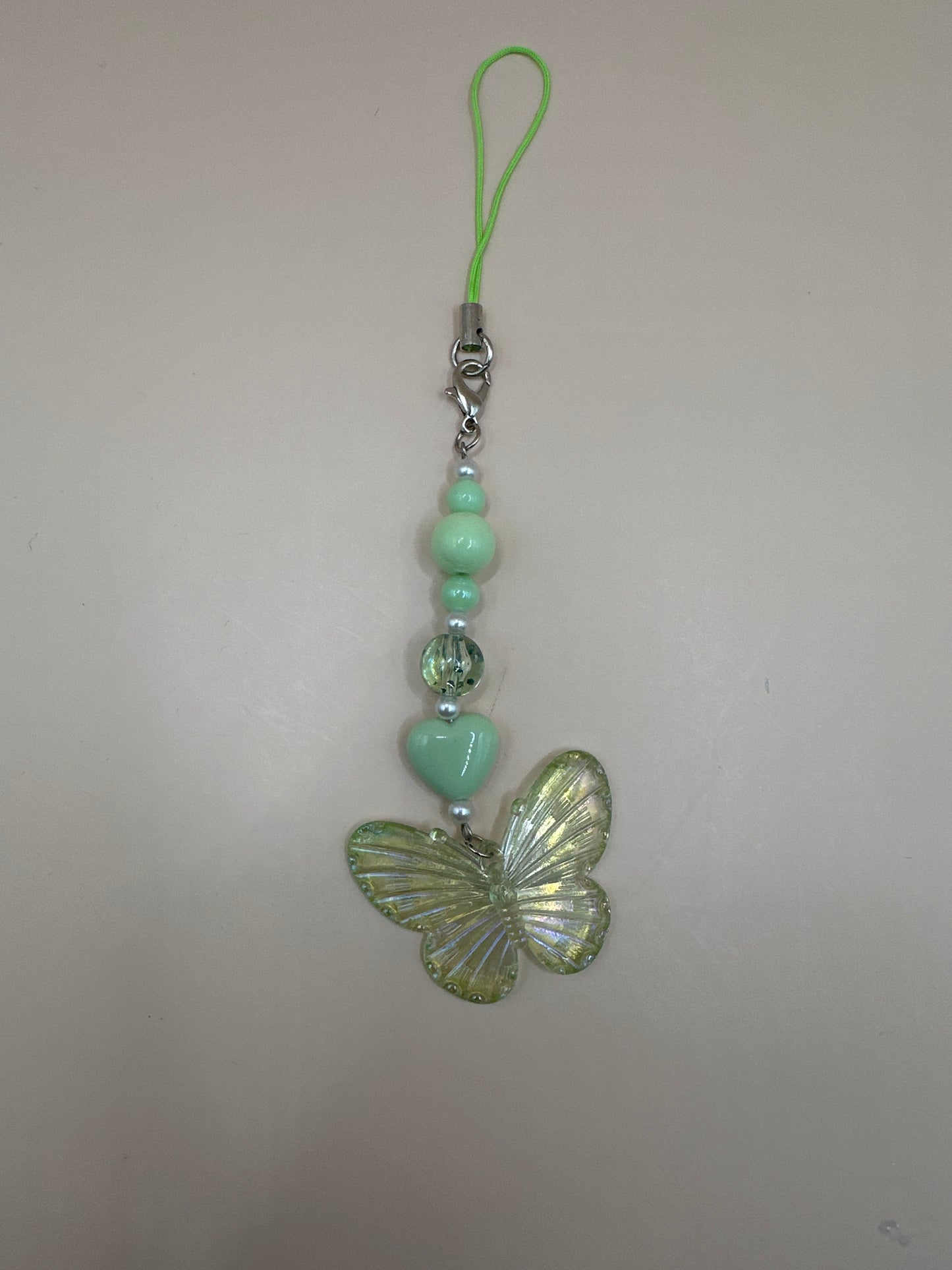 Green heart butterfly phonecharm