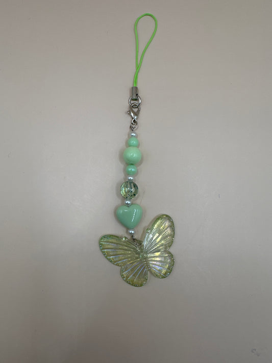 Green heart butterfly phonecharm