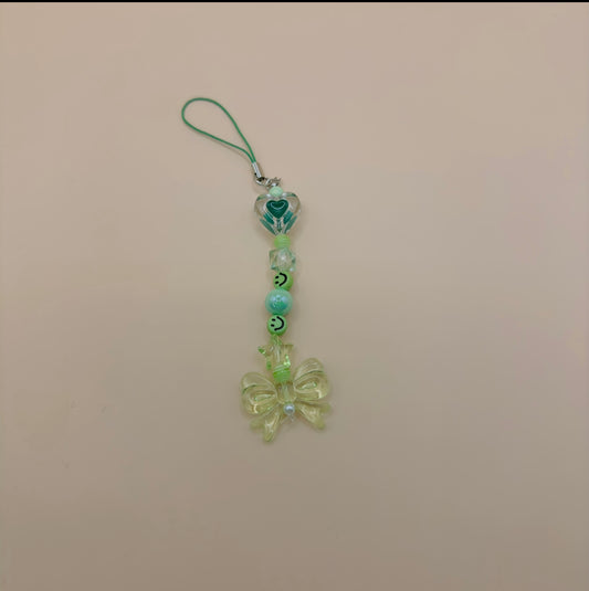 Green bow  with heart phonecharm