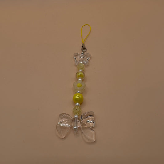 Yellow butterfly and bow phonecharm