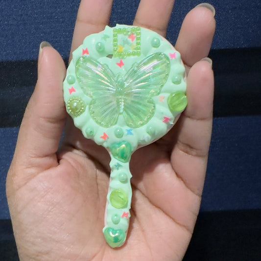 Decoden Small Hand Mirror - Green Butterfly