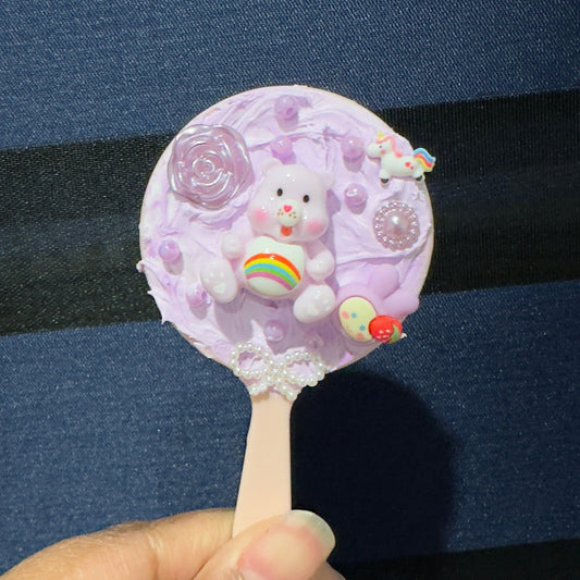 Decoden Small Hand Mirror - Purple Bear