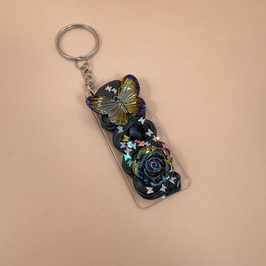 Black flower & Butterfly decoden keychain