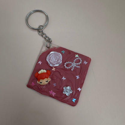 Flower and girl decoden keychain