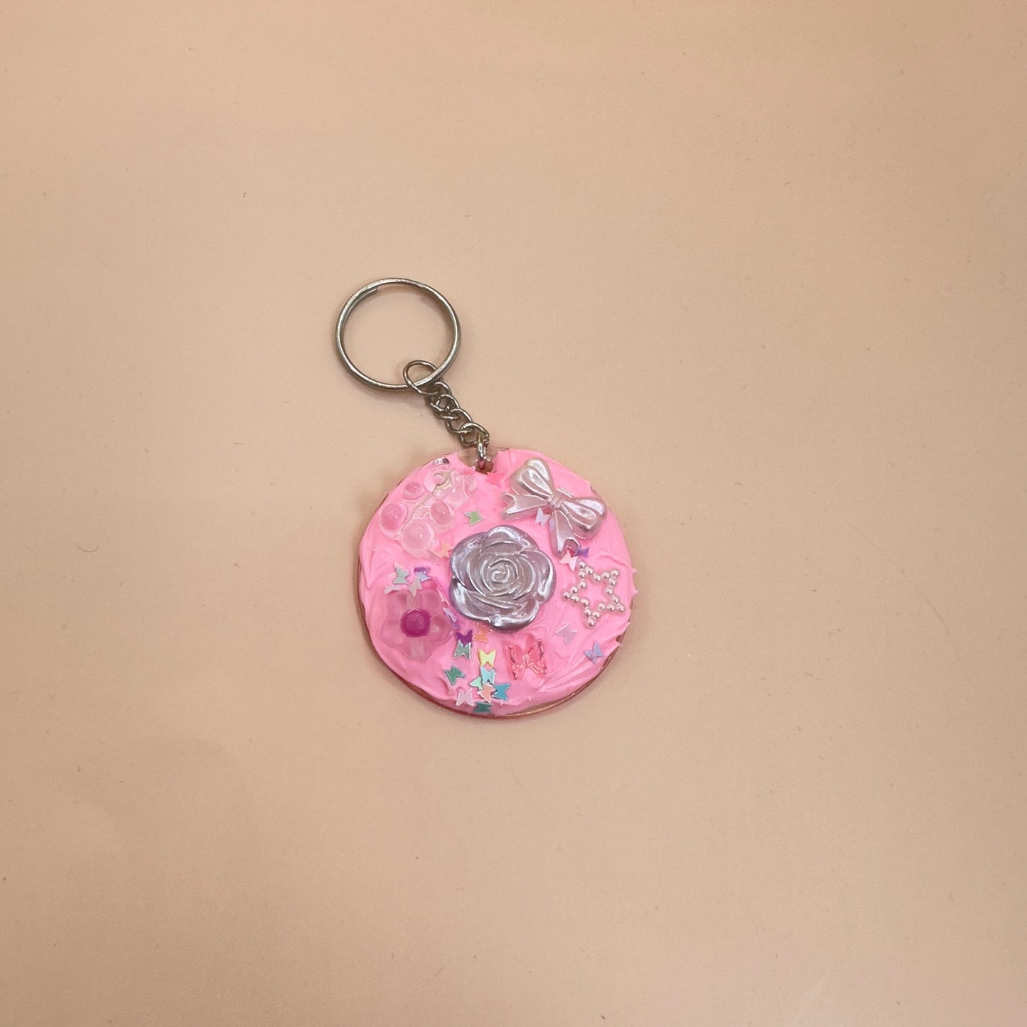 Pink flowers decoden keychain